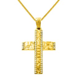 Χρυσός βαπτιστικός σταυρός Κ14 με αλυσίδα